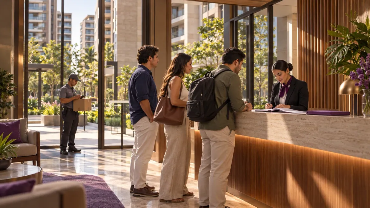 Portería saturada con cuaderno de registro manual