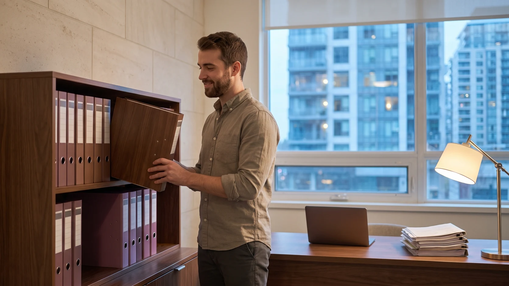 Contador cerrando el archivo del mes con el cierre contable listo en DomoNow